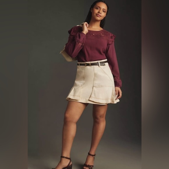 Tiny Long-Sleeve Crescent Ruffled Lace Top - Picture 3 of 10